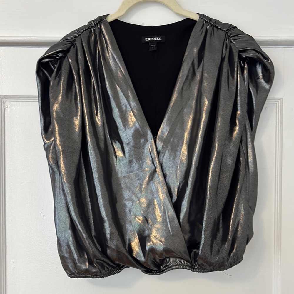 Express Metallic Silver Women's Top
